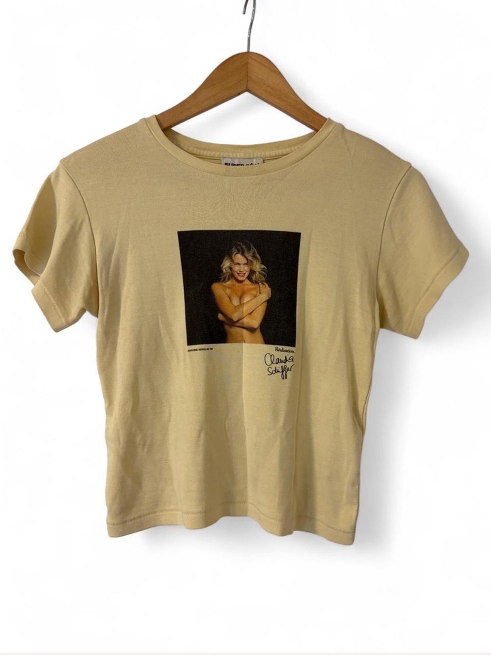 Realisation Par Special Edition Claudia Schiffer Pale Yellow Baby Tee Size XS